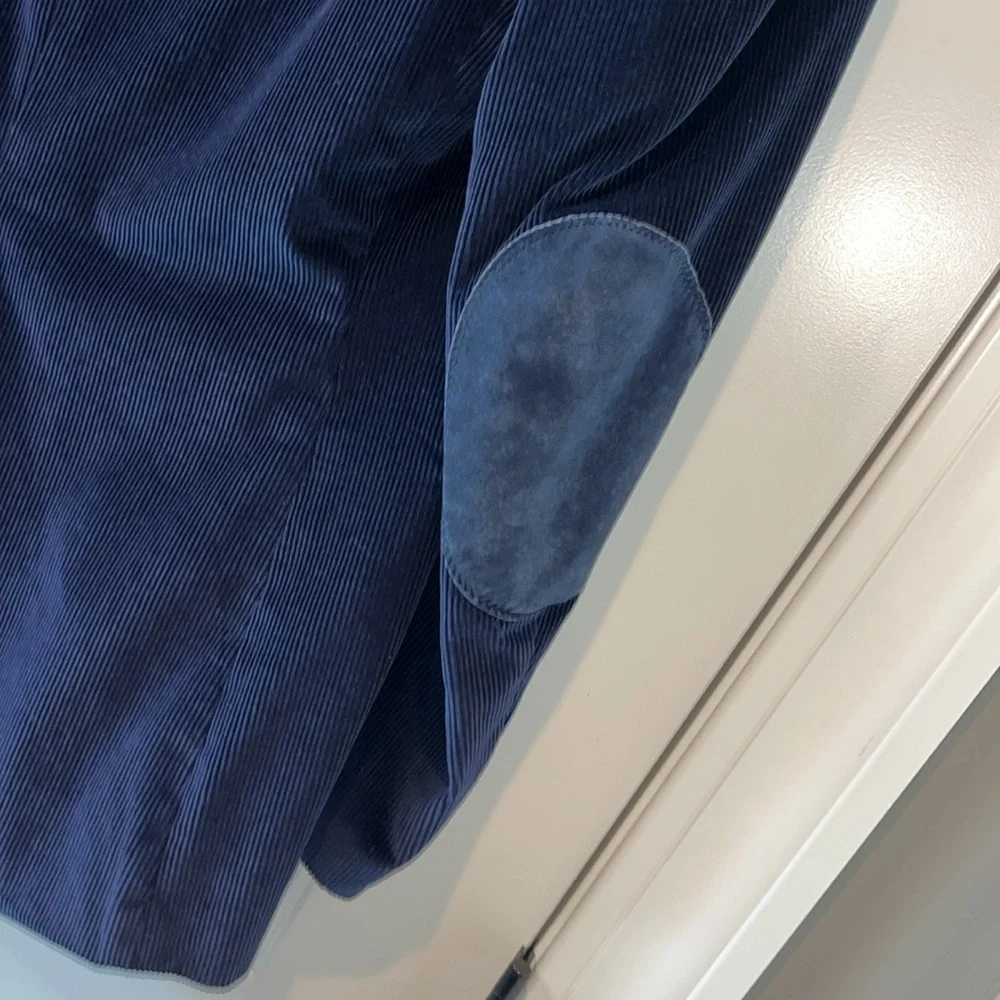 Sharp Sheplers navy blue corduroy western blazer sport coat elbow patches 42L